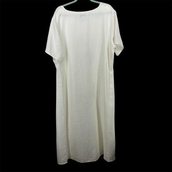 Bloomingdale's Size 20 Linen Maxi Dress Colorful Butterfly Artsy Resort Wear 2X - Picture 2 of 6